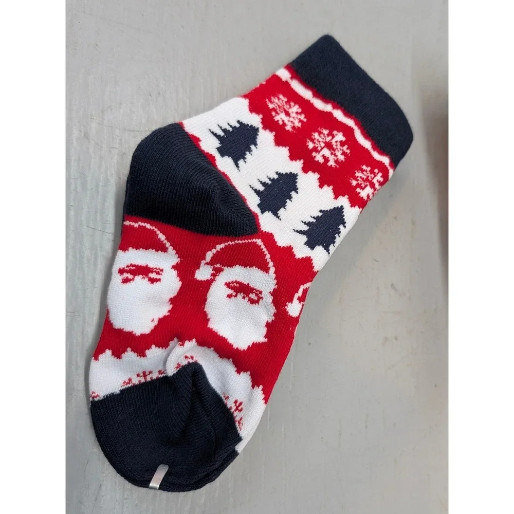 Christmas Fair Isle Socks Santa Snowflakes Holiday Size 11 Kids Colorful NEW